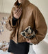 Women's Tooling Style Leather Jacket Jacket With Stand-up Collar - ROUTINE FASHION